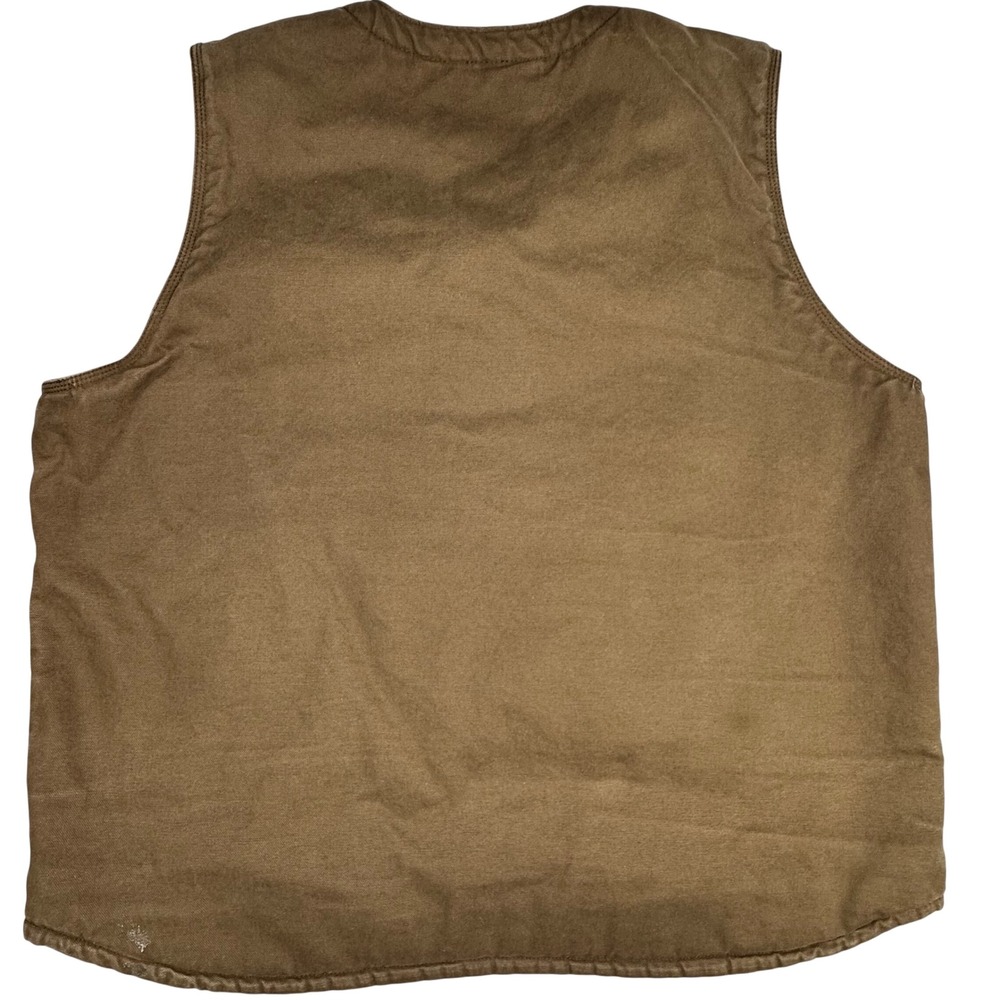 Berne Mens 2XL Brown Duck Canvas Sherpa Lined Workwear Vest Full Zip V-Neck - Picture 2 of 16